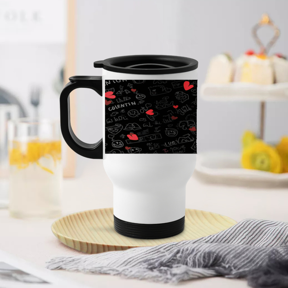Coffee Tea Name - Travel Mug With Chalkboard Design Personalized