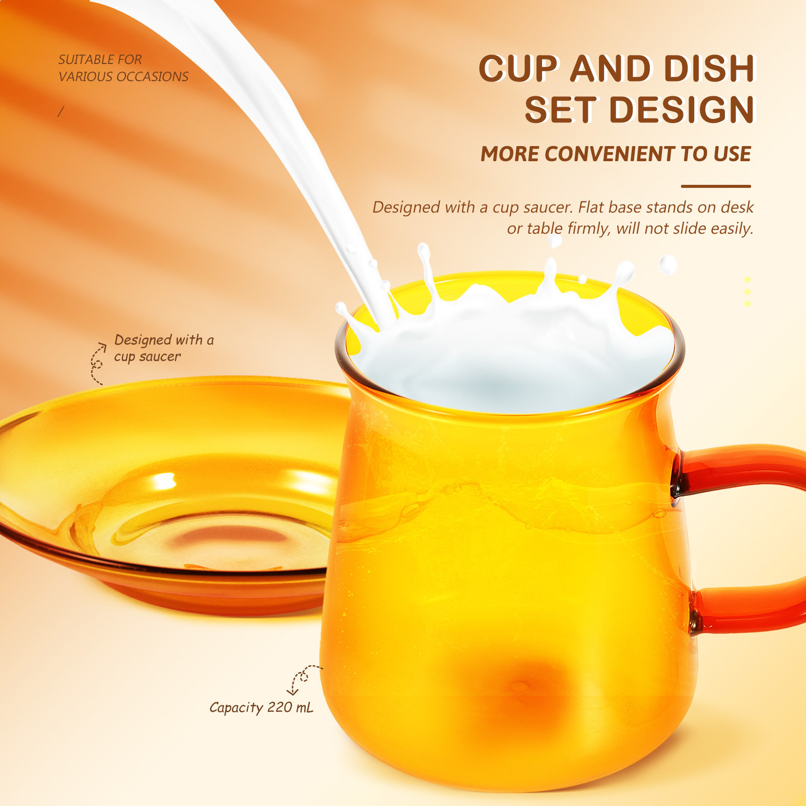Water Tea And Coffee - 1Set Glass Coffee Cup and Saucer