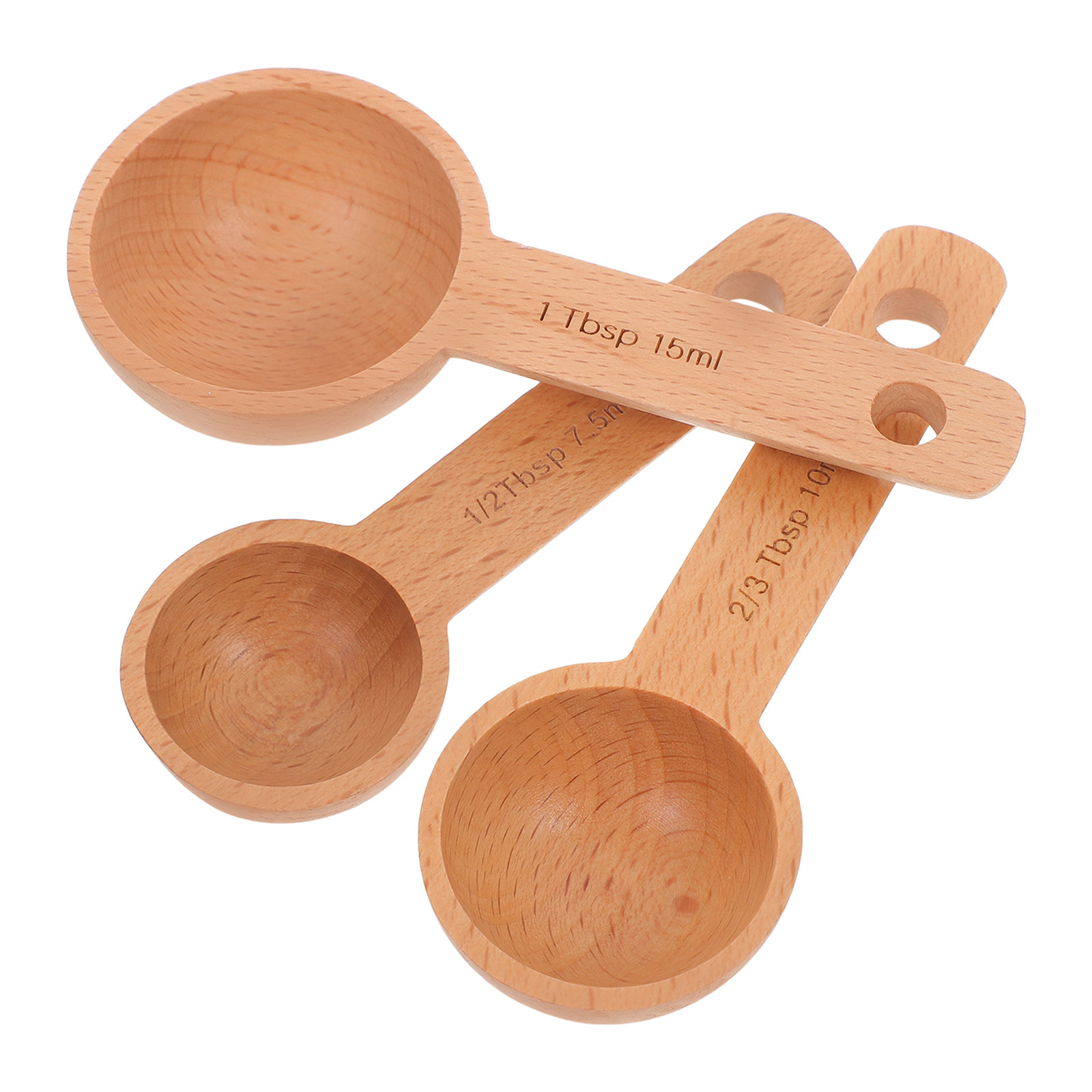 Coffee Tea Bean Leaf - 3Pcs Wooden Measuring Spoons Set Ergonomic