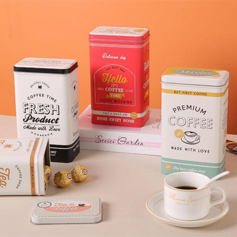 Coffee Tea Containers - Retro American Square Coffee Tea Candy