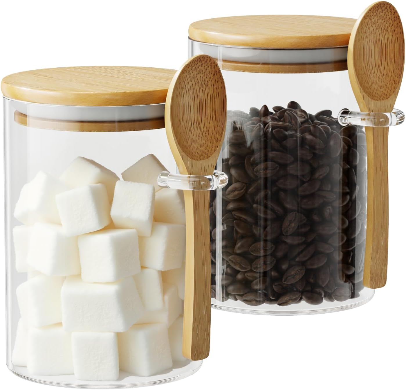 Coffee Tea Containers - 2 Pack 15oz Glass Sugar Container