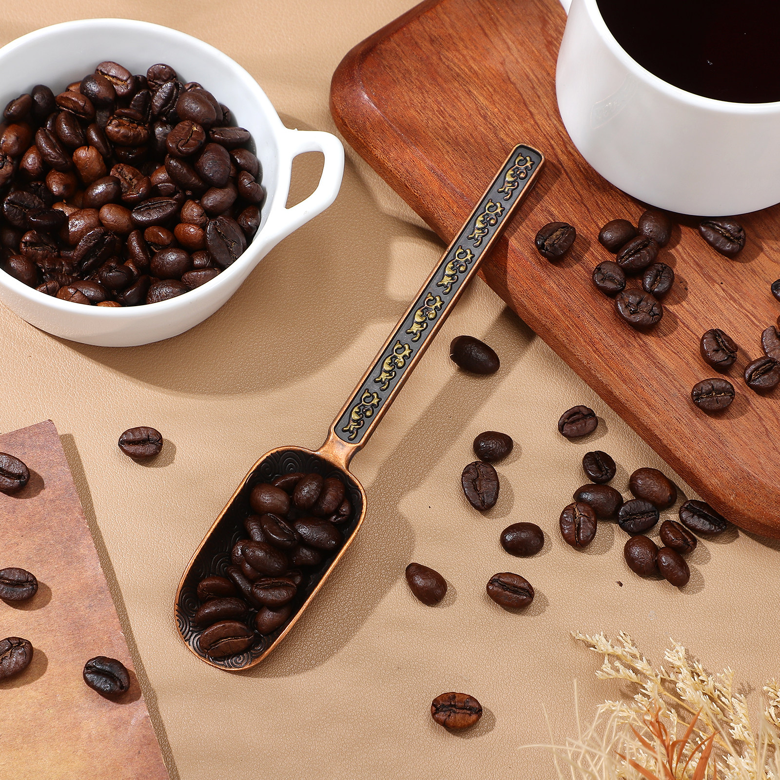 Copper Zinc Retro Style Tea Sc - Coffee Tea Bean Leaf ulasan dan harga