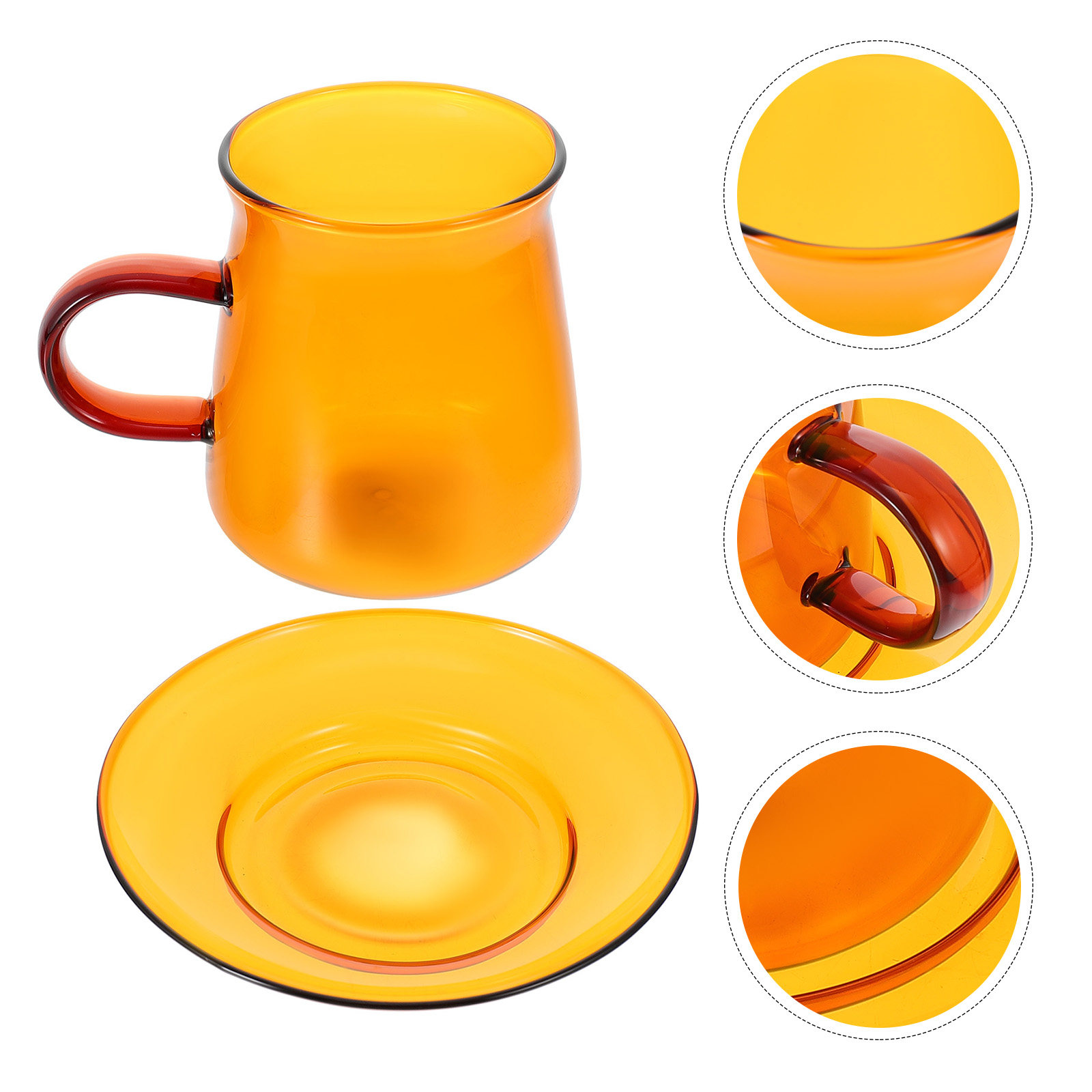 1Set Glass Coffee Cup and Sauc - Water Tea And Coffee ulasan dan harga