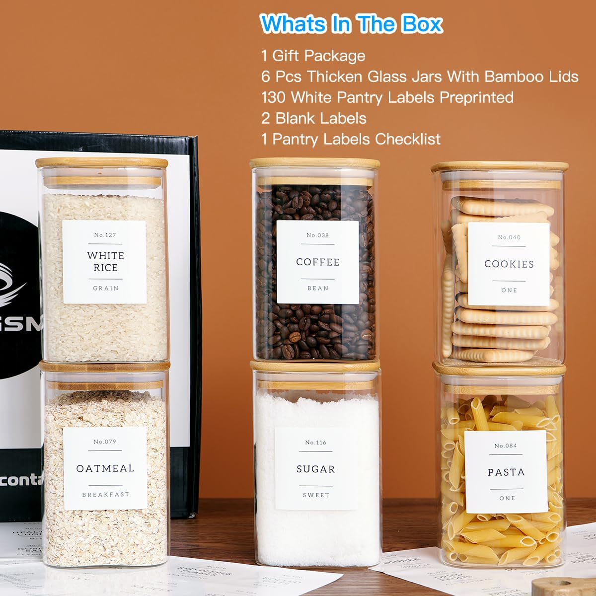 6 Pack Square Kitchen Storage  - Coffee Tea Jars ulasan dan harga