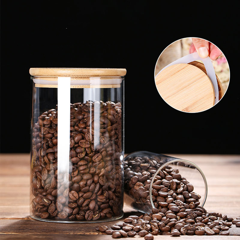 Glass Food Storage Jars with A - Coffee Tea Bean Leaf ulasan dan harga