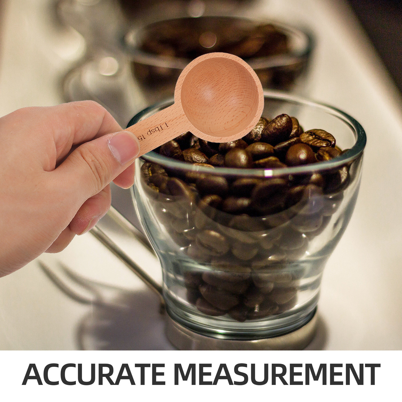 3Pcs Wooden Measuring Spoons S - Coffee Tea Bean Leaf ulasan dan harga