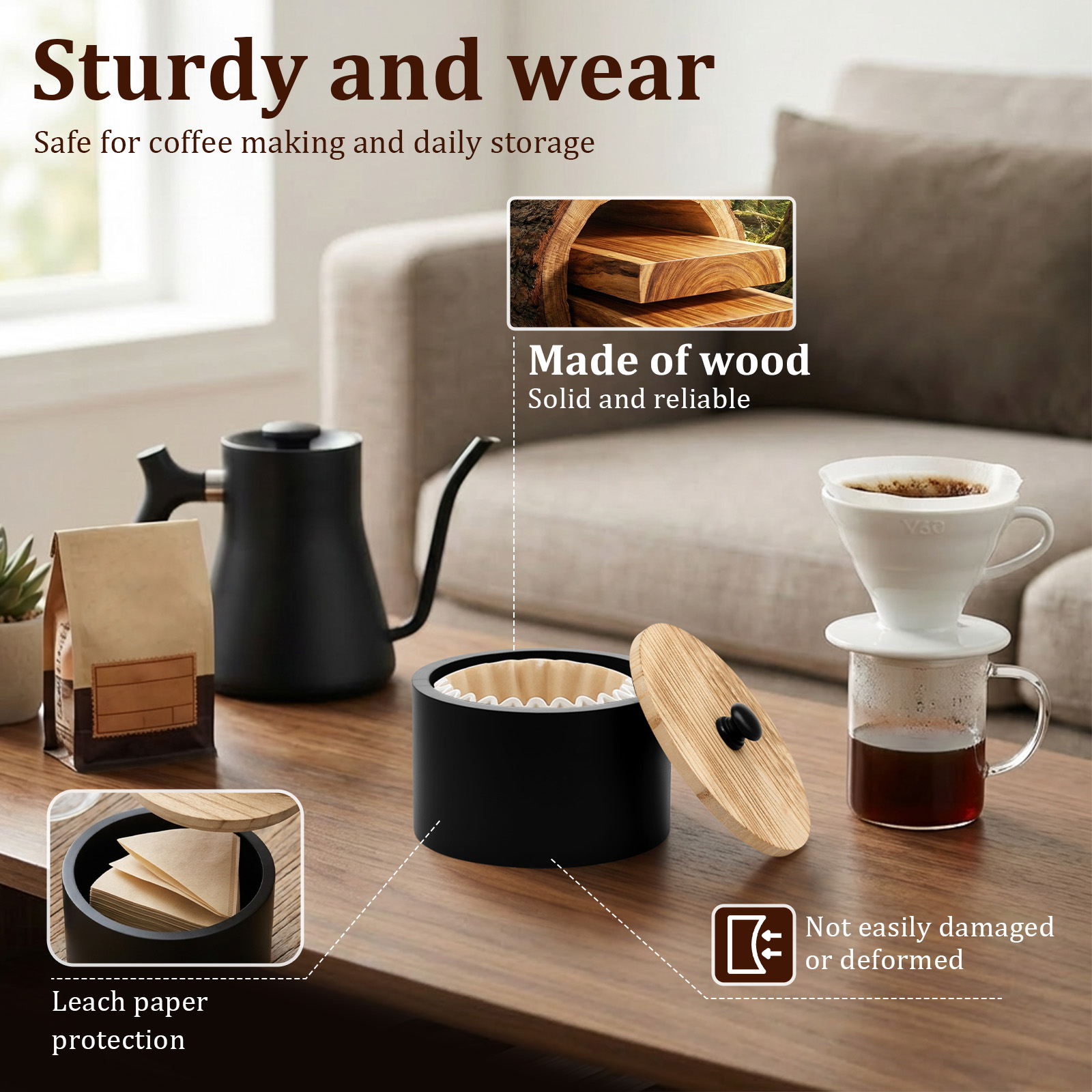 Coffee Filter Holder Wooden Co - Coffee Tea Drawer Organizer ulasan dan harga