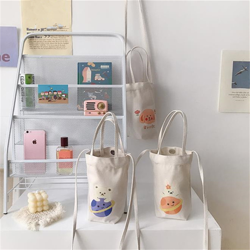 Print Canvas Water Bottle Bag  - Coffee Tea Name ulasan dan harga