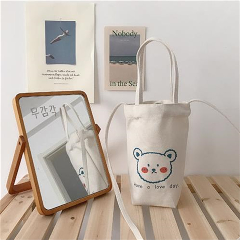 Print Canvas Water Bottle Bag  - Coffee Tea Name ulasan dan harga