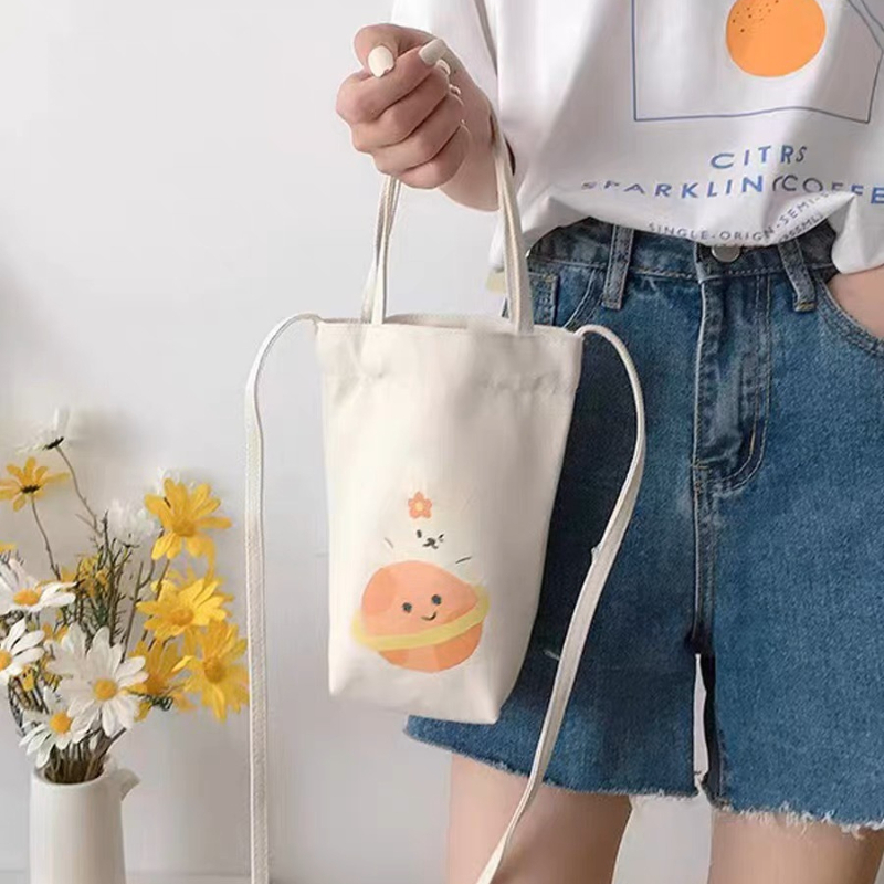 Print Canvas Water Bottle Bag  - Coffee Tea Name ulasan dan harga