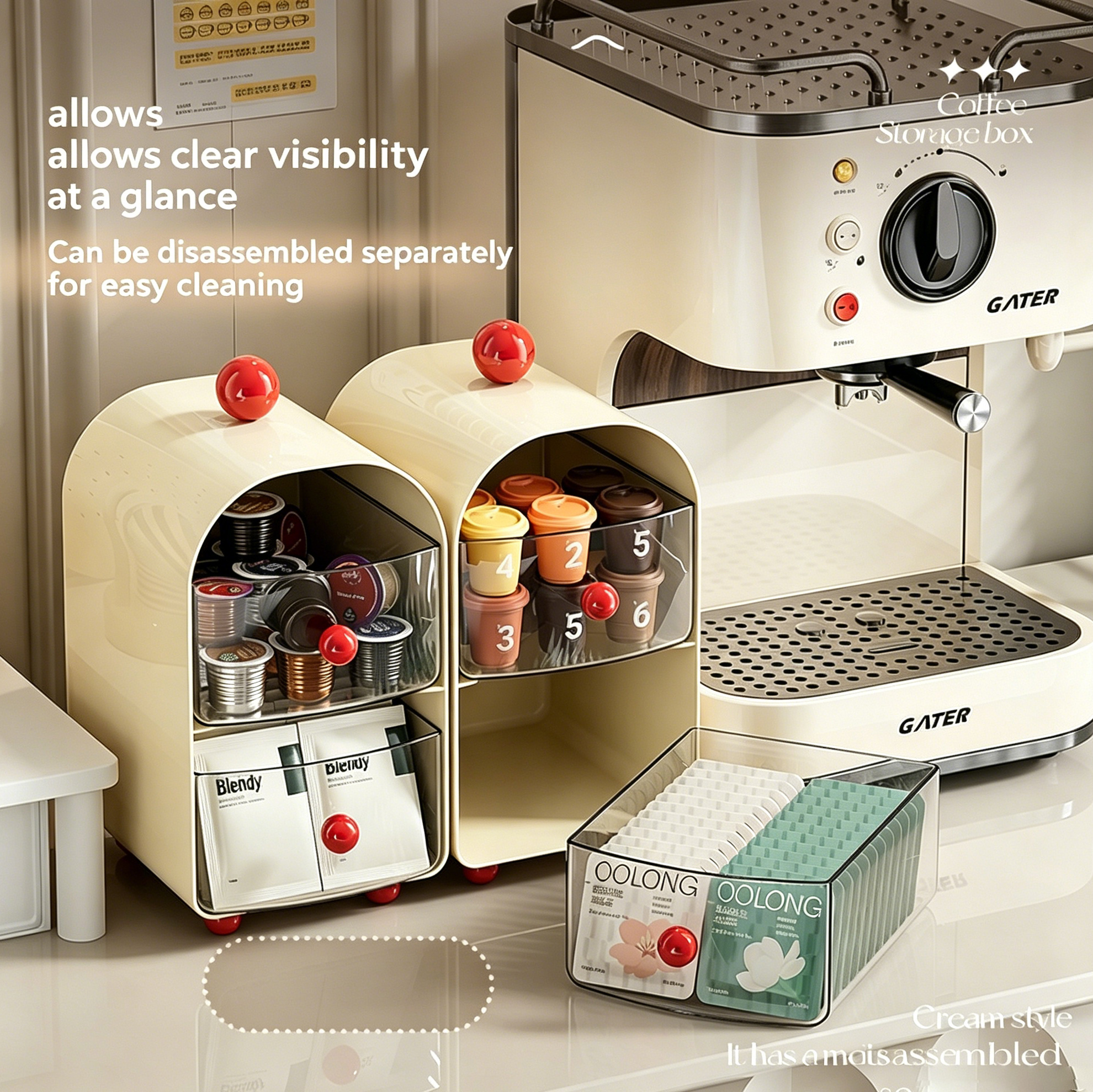 Creamy Coffee Capsule Organize - Coffee Tea Drawer Organizer ulasan dan harga